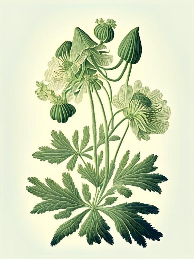 Thimbleweed Wildflower Vintage Botanical 1