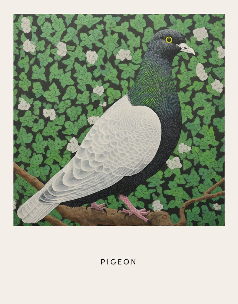 Ohara Koson Inspired Bird Painting Pigeon 6 Poster