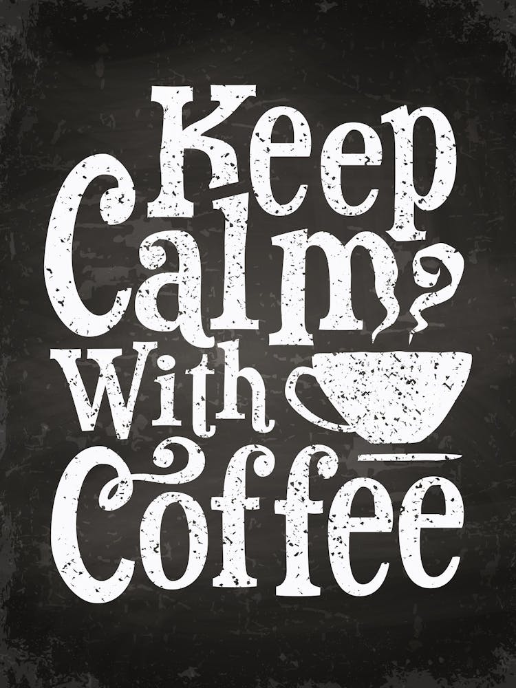 Keep Calm With Coffee — coffee poster, coffee lettering, kitchen art print, kitchen wall decor