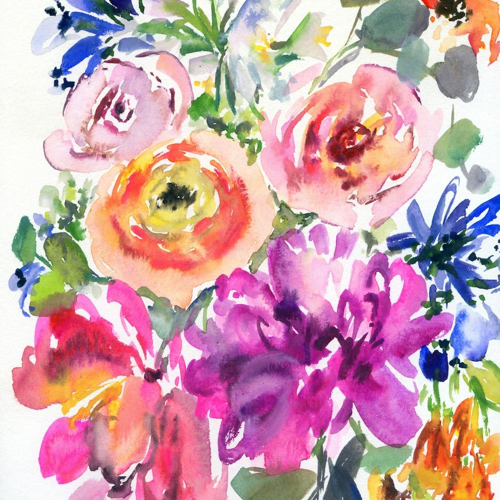 Watercolor  Of Flowers