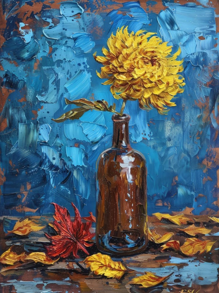 Yellow Chrysanthemum In A Bottle 2