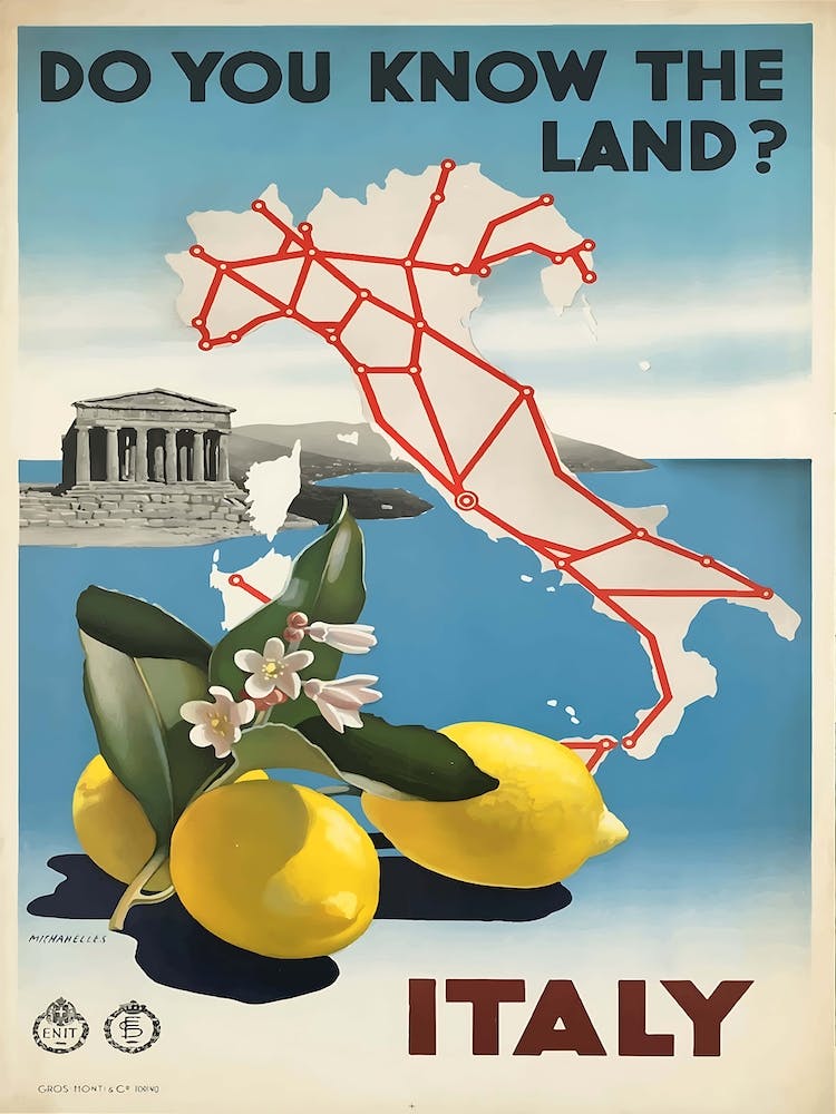 Vintage Italien Reiseposter, Jean Beaufort