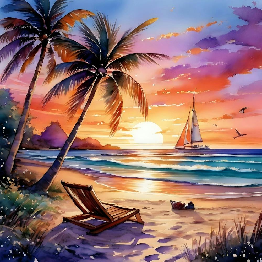 Golden Sand With Seashells And Starfish Scattered Along The Shoreturquoise Sea Gently Lapping Again Out