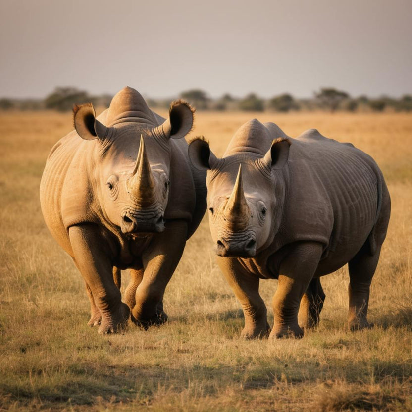 Black Rhinos In The Savannah