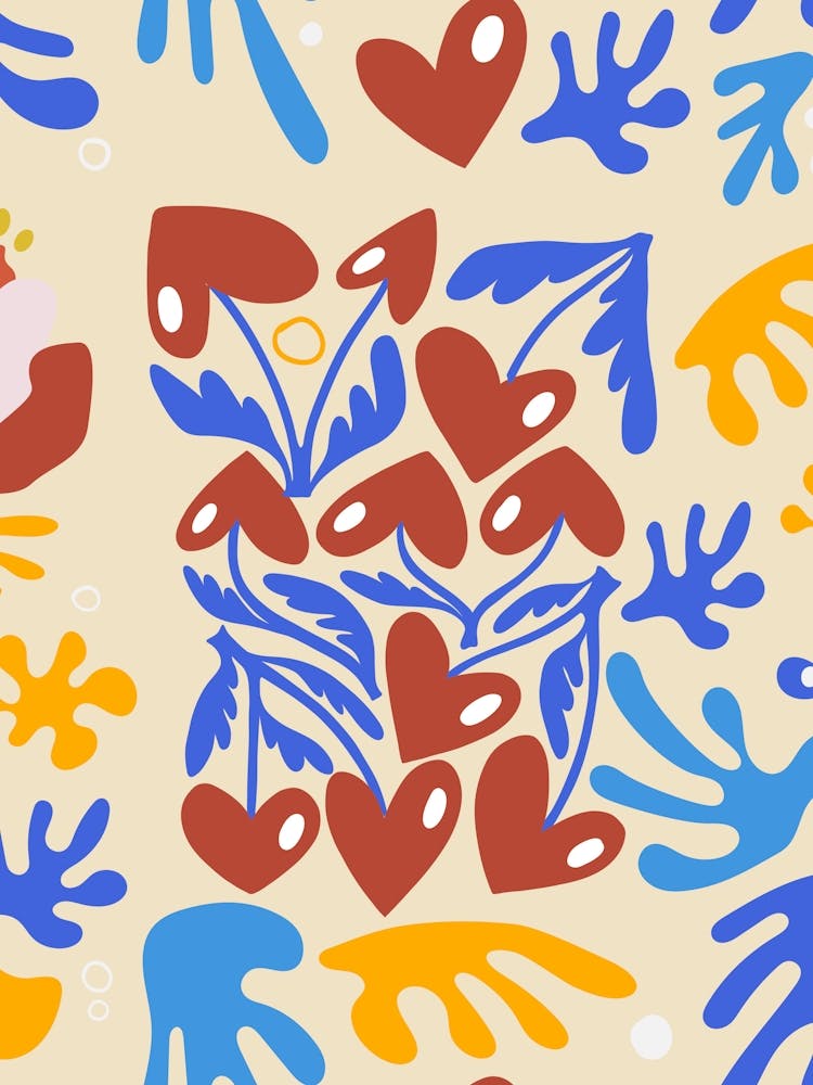 St. Valentines Day Henri Matisse style abstract poster