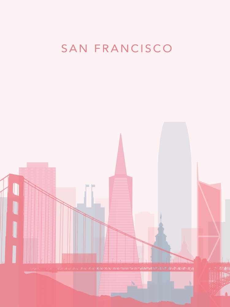 Pink And Blue San Francisco Skyline