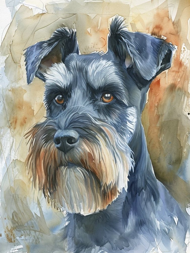 Miniature Schnauzer Watercolor Painting 1