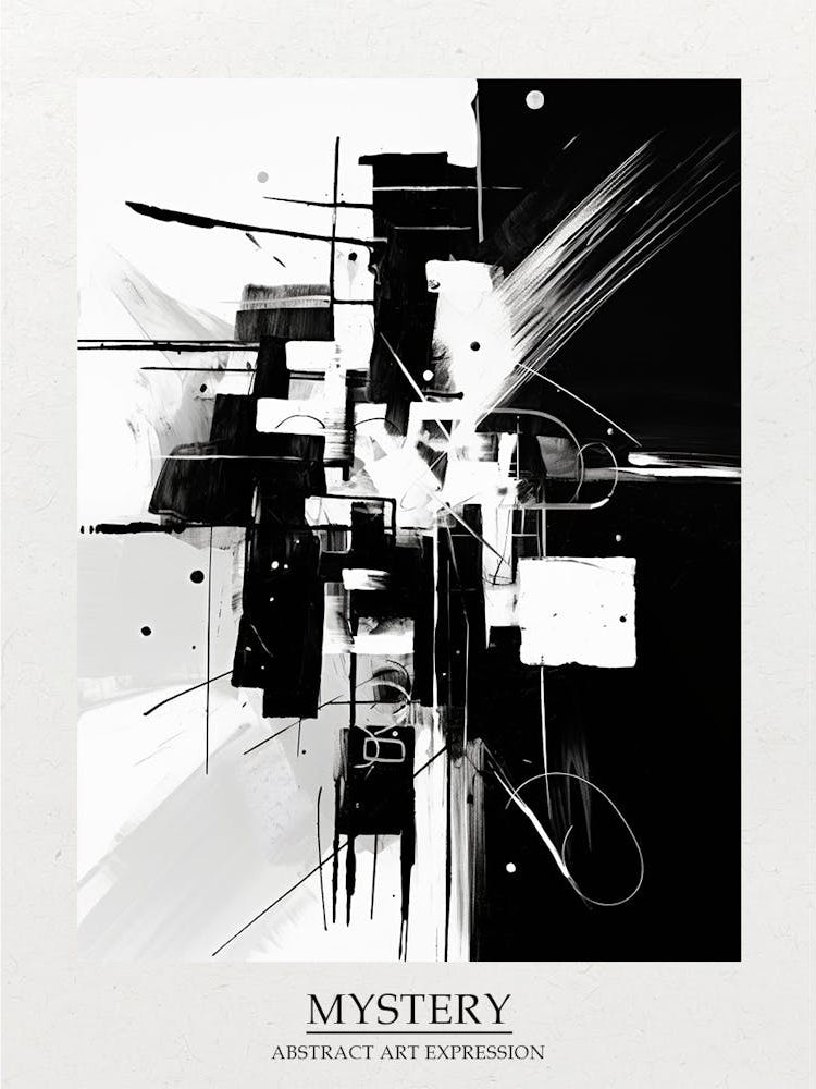 Mystery Abstract Black And White 4 Poster