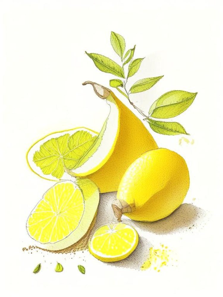 Lemon Peel Spices And Herbs Pencil Illustration 1