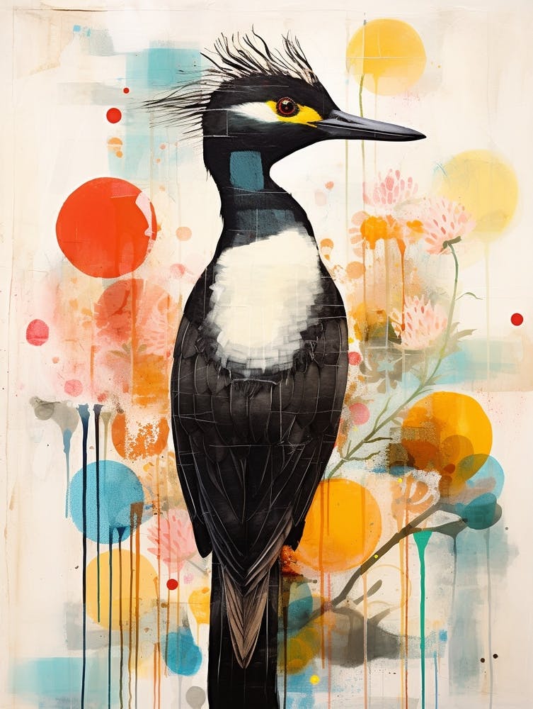 Bird Painting Collage Cormorant 2