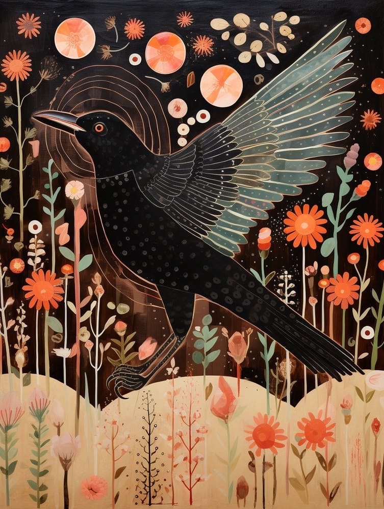 Blackbird 1 Detailed Bird Painting