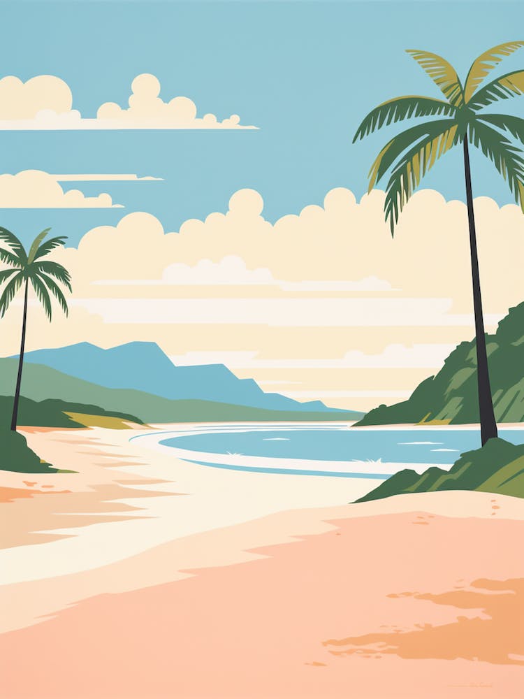 Vintage Retro Print Of Flamenco Beach, Culebra Puerto Rico 1