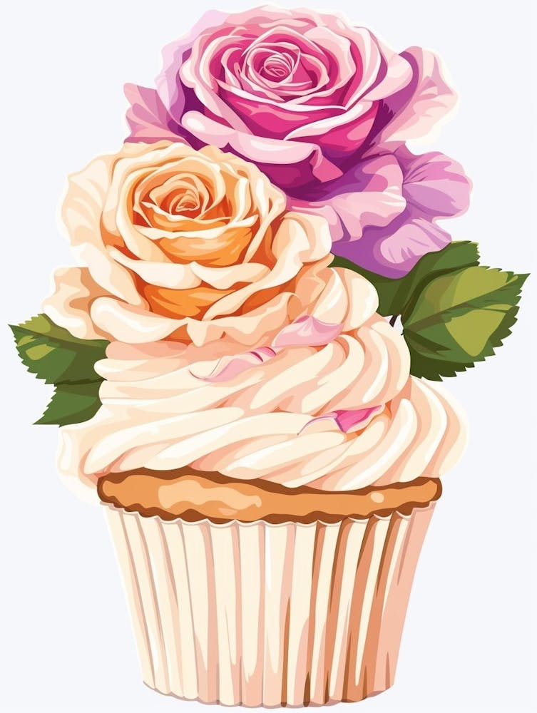 English Roses Painting Rose In A Cupcake 1