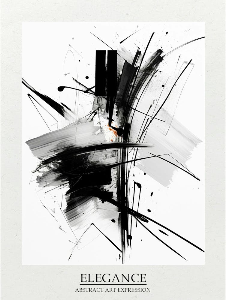 Elegance Abstract Black And White 5 Poster
