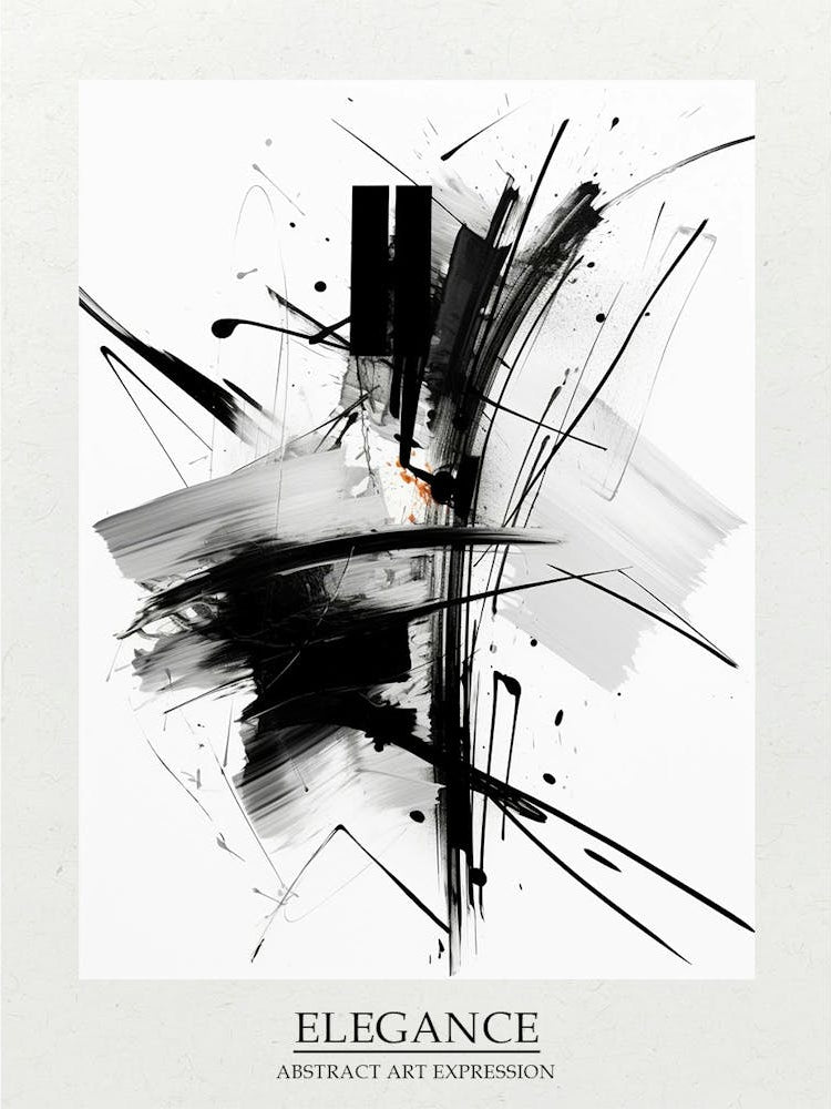 Elegance Abstract Black And White 5 Poster
