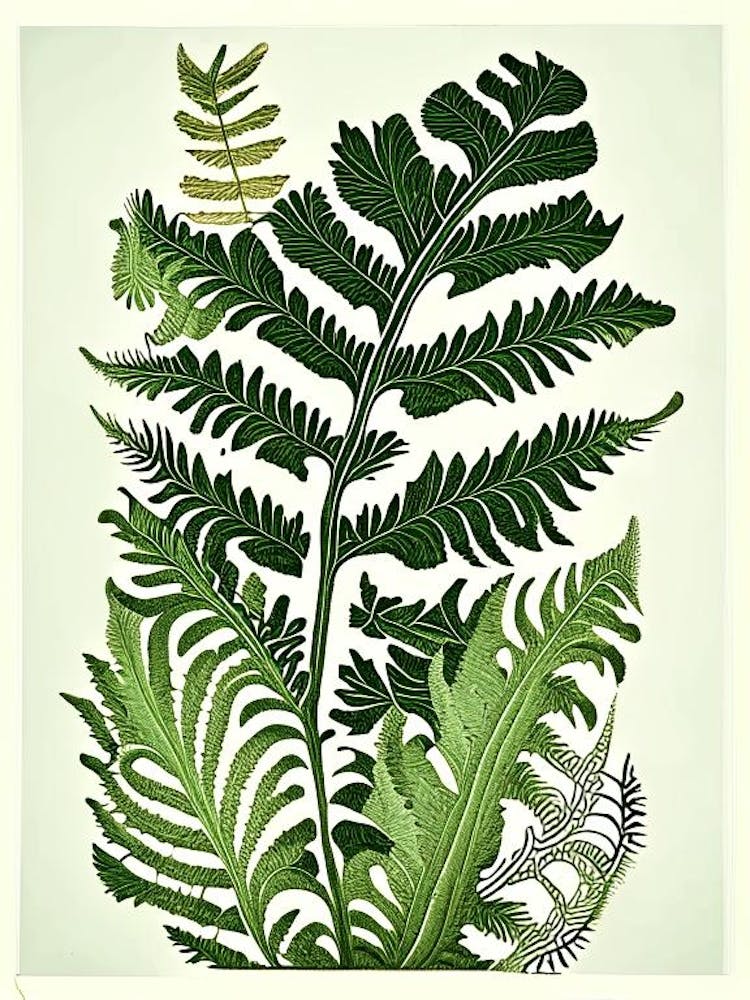 Polypodium Fern Vintage Botanical Poster