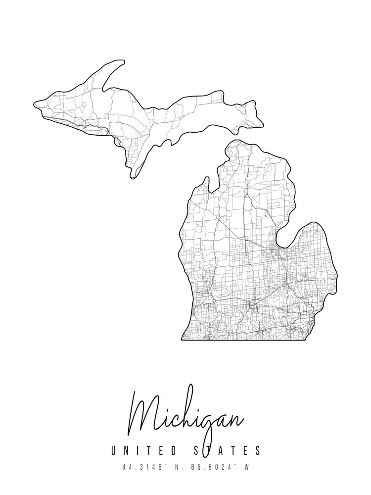 Michigan Minimal Street Map