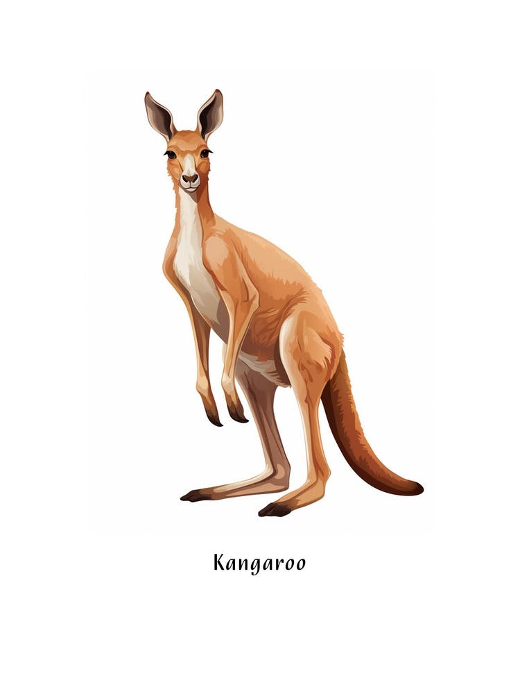 Kangaroo Kids Animal Poster