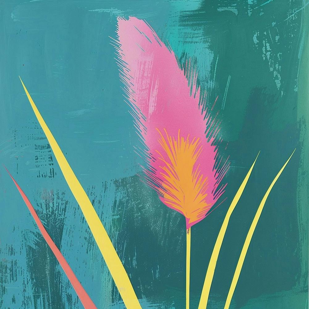 Fountain Grass Square Flower Illustration