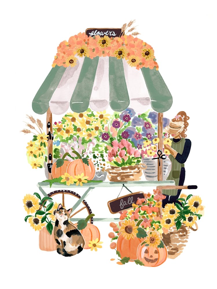 Fall Flower Cart