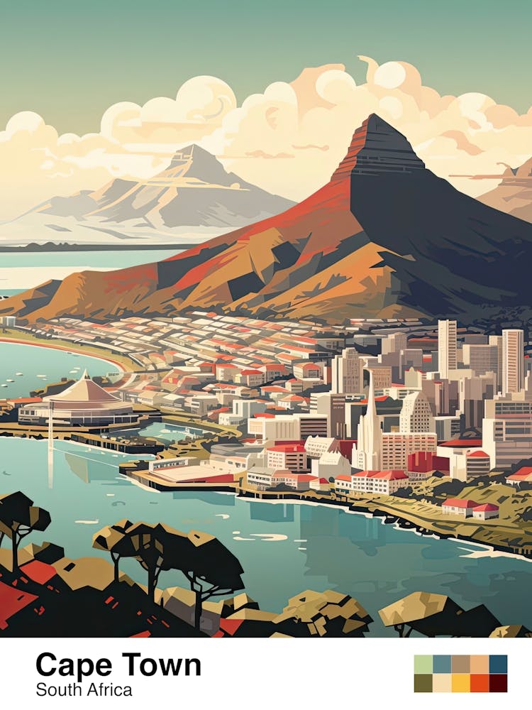 Cape Town, South Africa, Geometrische Illustration 3 Poster