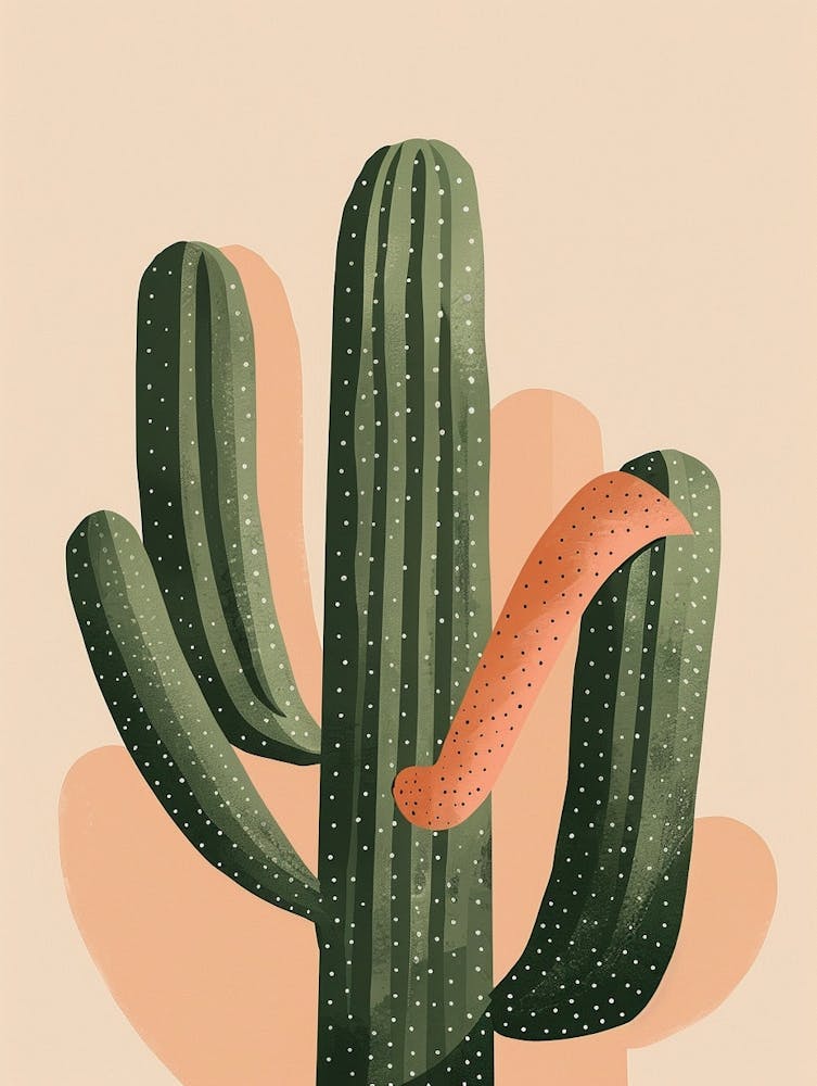 Organ Pipe Cactus Minimalist Abstract Illustration 4