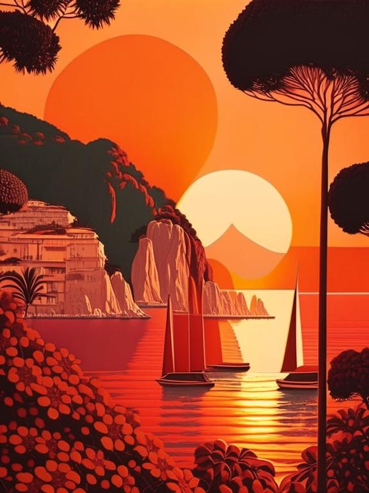 The Capri, Italy Retro Sunset