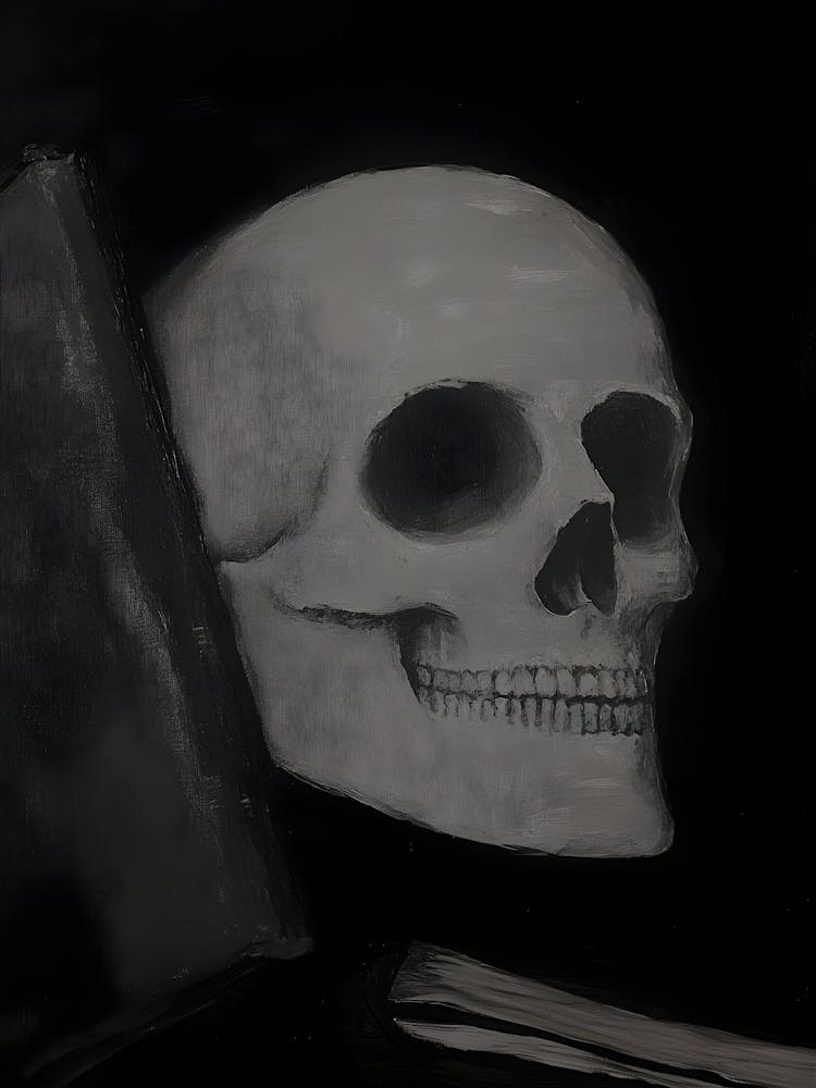 Dark Gothic Skull And Book