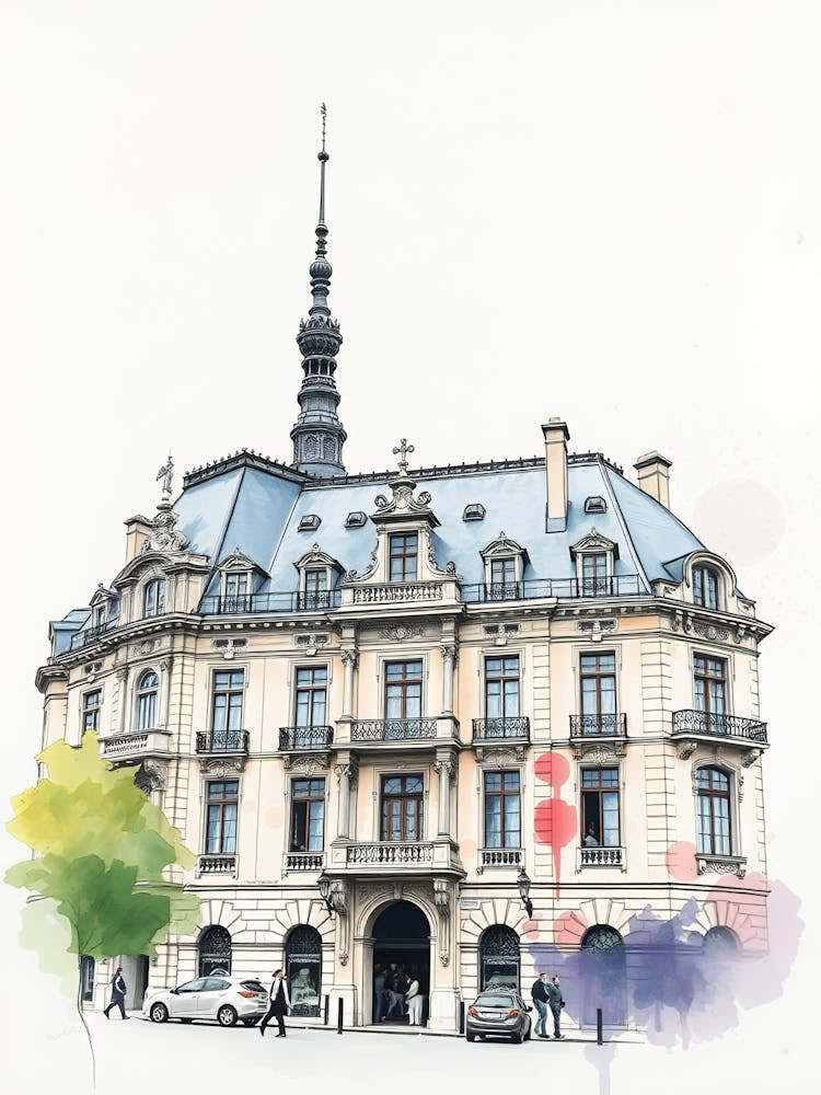 Watercolor Of A Building 1