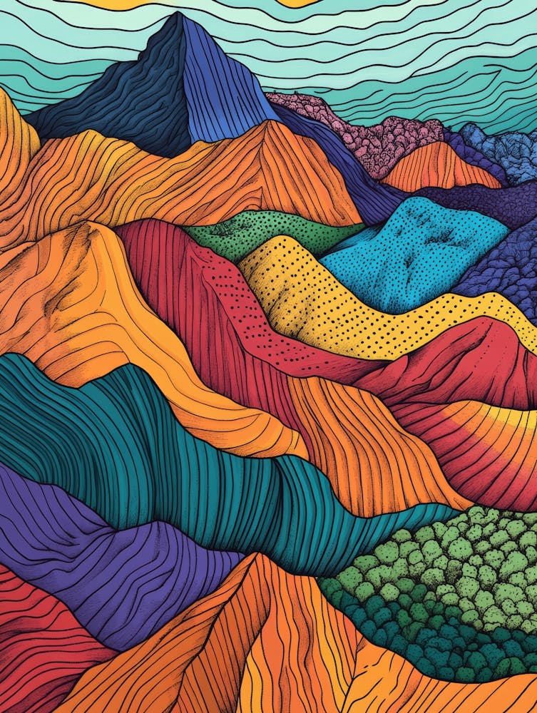 Colourful Mountain Illustration Poster 21
