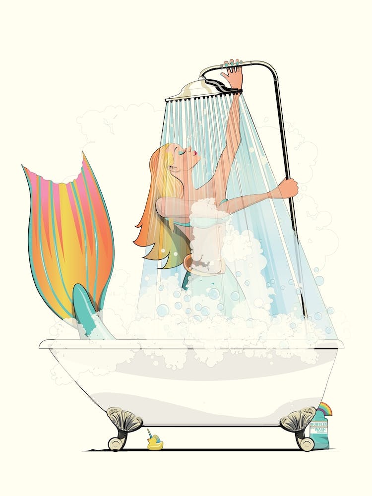 Meerjungfrau In Der Dusche Badezimmer