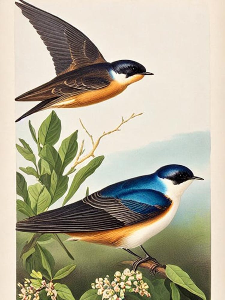 Swallow James Audubon Vintage Style Bird