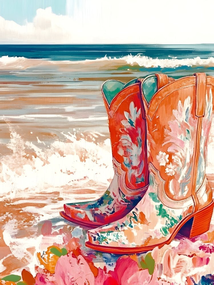Cowboy Boots On The Beach
