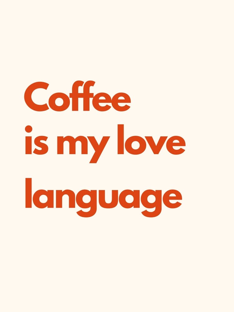 Coffee Love Language Kitchen Typography Cream Red