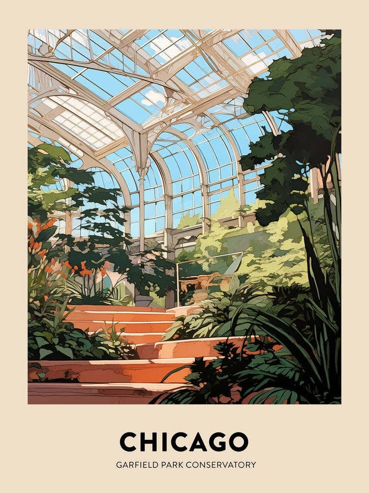 Garfield Park Conservatory Chicago Travel Poster