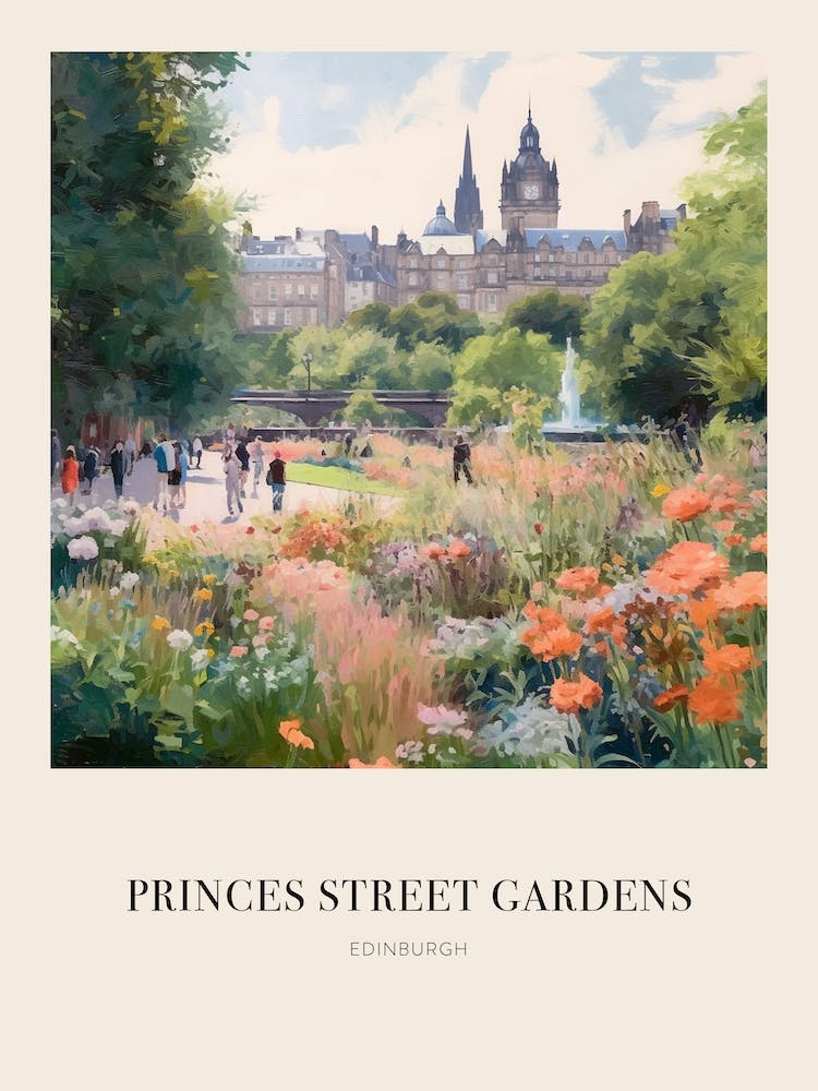 Princes Street Gardens Edinburgh Vereinigtes Königreich Vintage Cézanne inspiriertes Poster