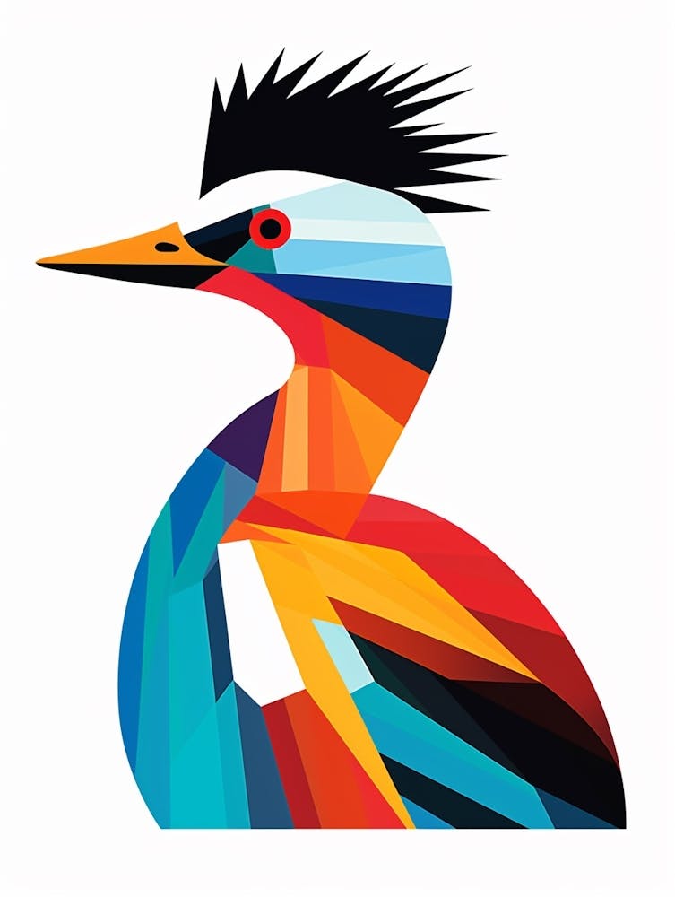 Colourful Geometric Bird Grebe