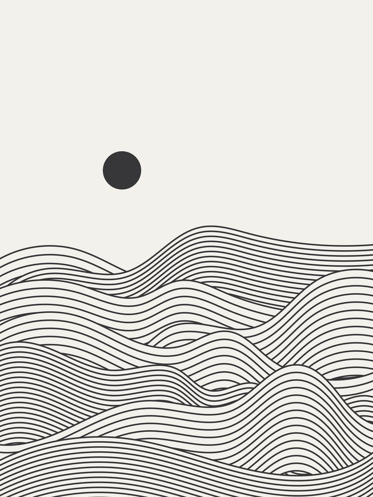 Waves In The Sea. Abstract Boho