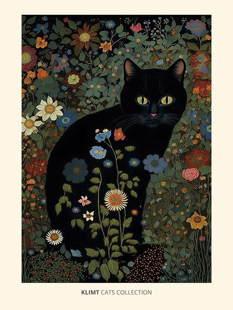 Gustav Klimt  Style Black Cats Collection
