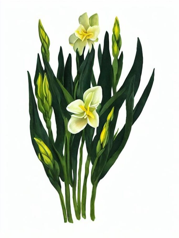 Freesia Flower (Freesia Hybrids) Watercolor