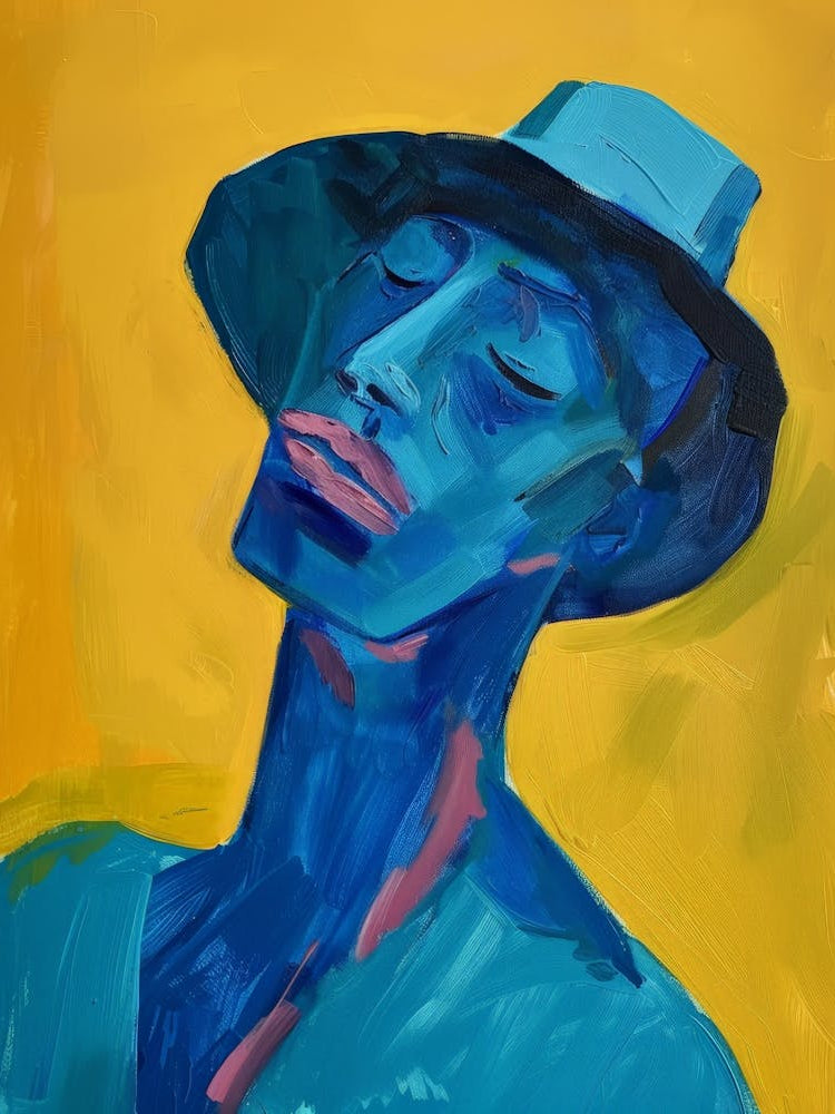 Blue Man In Hat