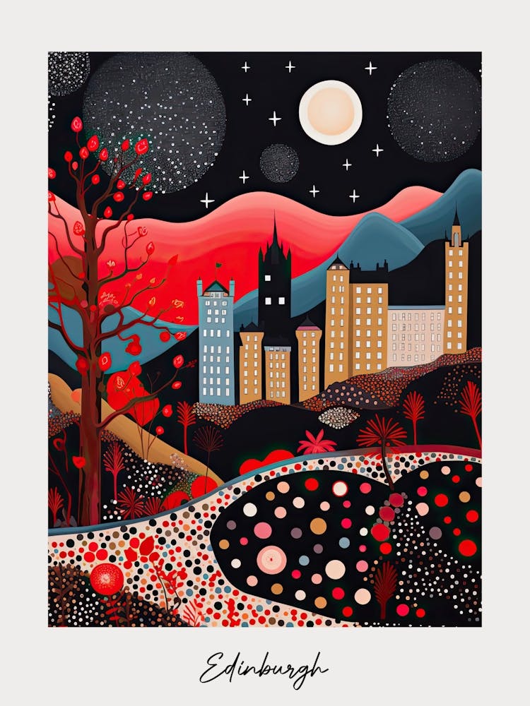 Poster von Edinburgh, Illustration im Pop-Art-Stil 4