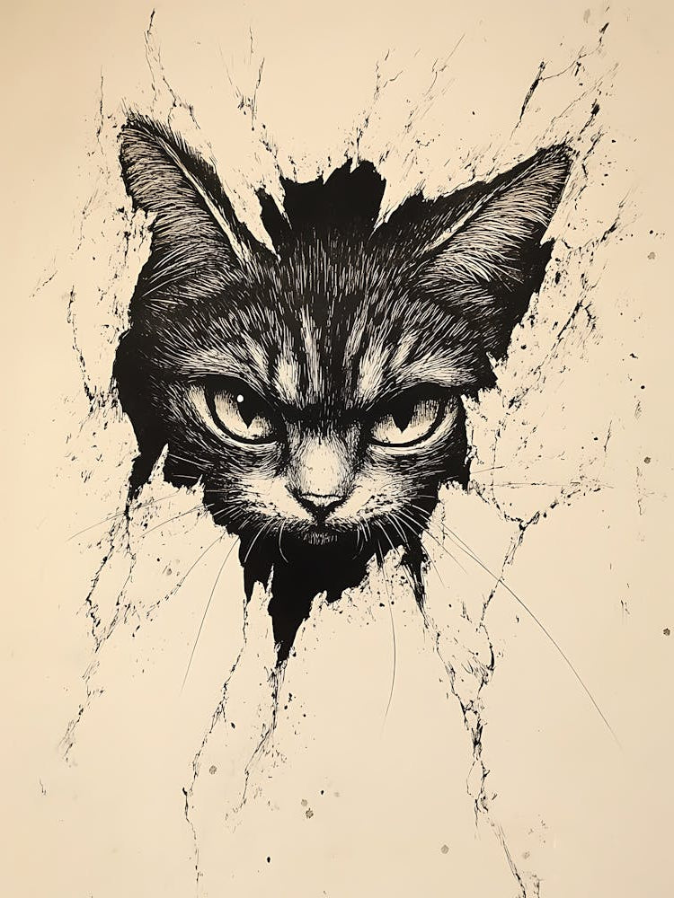 Angry Cat Watching from Wall Hole 19