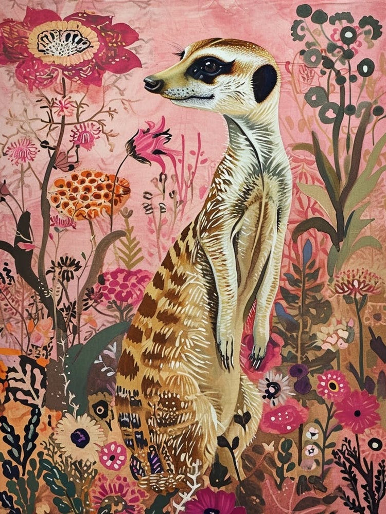 Floral Animal Painting Meerkat 2