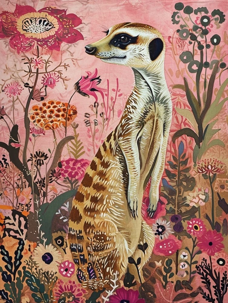 Floral Animal Painting Meerkat 2