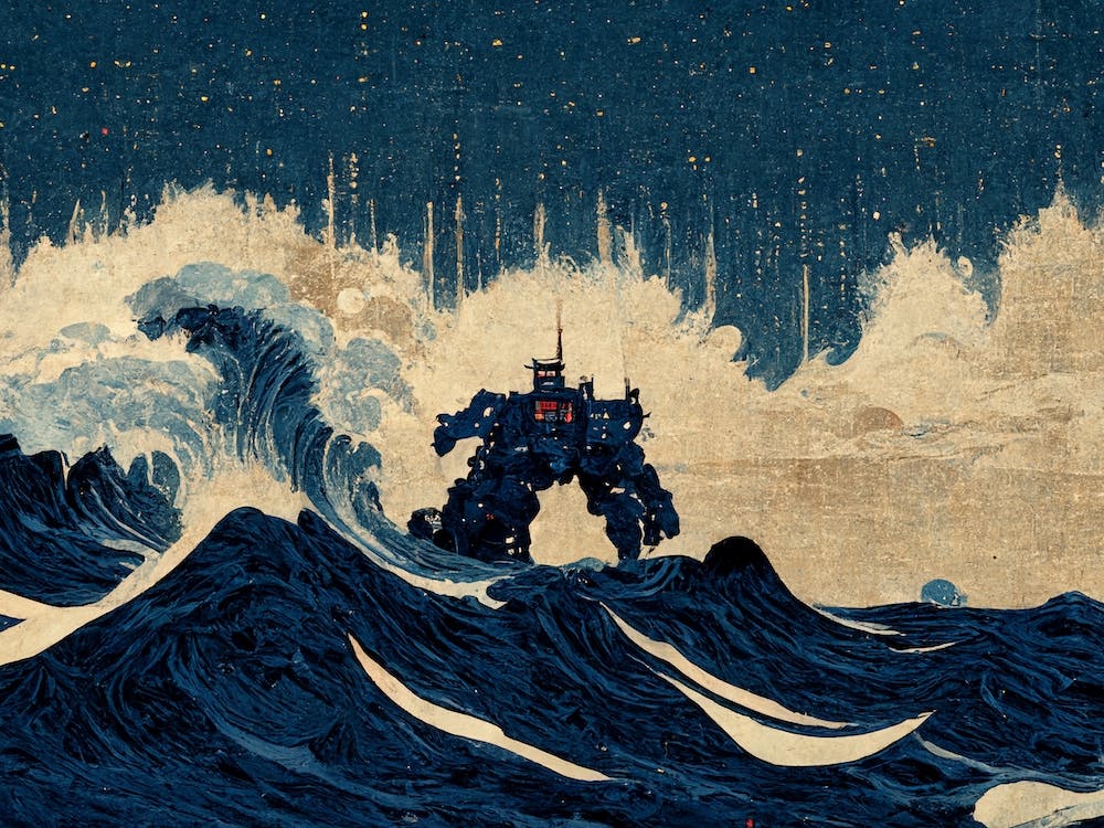 Optimus Prime Anime Hokusai The Great Wave