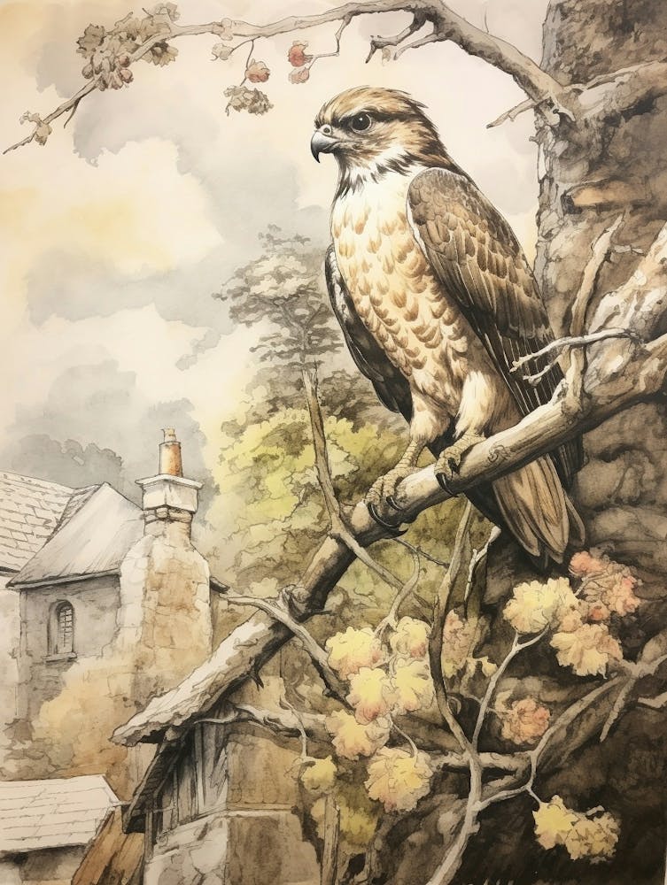 Storybook Animal Watercolour Hawk 2