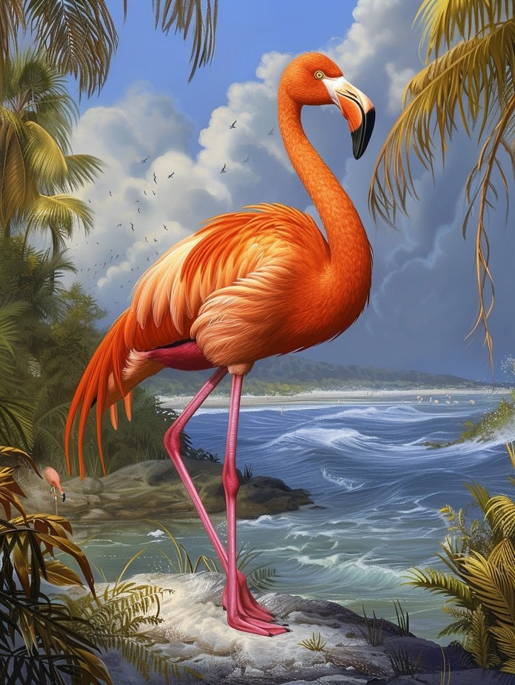 Greater Flamingo South America Chile Tropical Illustration 5
