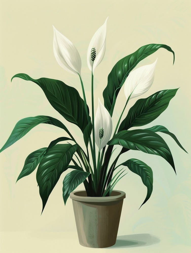 Peace Lily Plant Minimalist Illustration 5