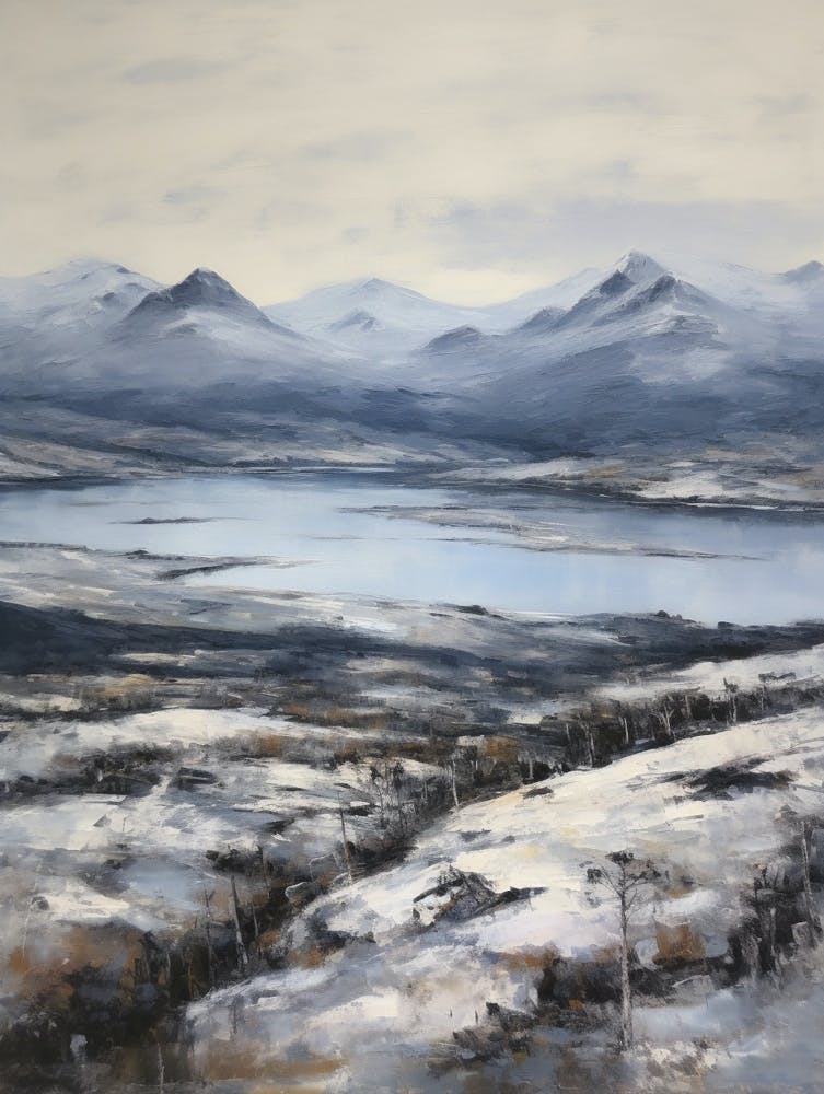 Vintage Winter Painting Patagonia Argentina 2